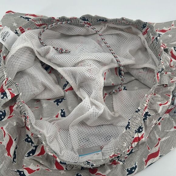 Columbia Swimsuit Mens Large Trunks America Flag Shark 6" length Drawsting - Picture 8 of 11